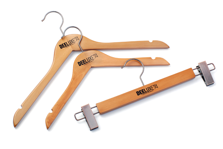 Cooper Hook and Clips Wood Hangers for Clothes
