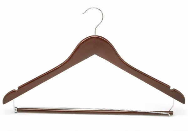 Dark Wood Garment Hanger with Locking Bar