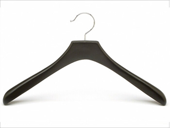 custom designed black wooden down coat hanger