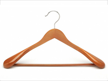 wider shoulders cherry color wooden men suit hanger with bar