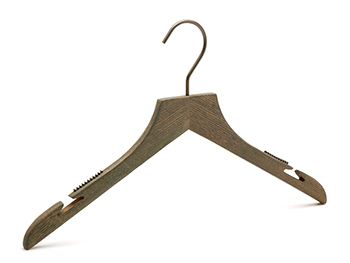 antique lacquering ash wood hanger with anti-slip shoulder