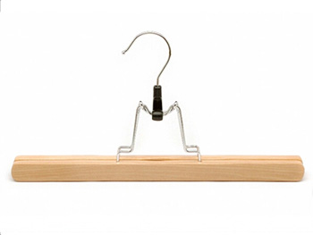Solid Wood Trouser Slacks Hangers with Polished Chrome