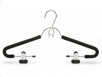 EVA Foam Padded Black Suit Hanger with Clips