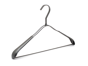 custom wide shoulder black metal coat hanger