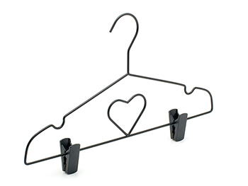 Modern Clothes Black Metal Hanger with heart shape