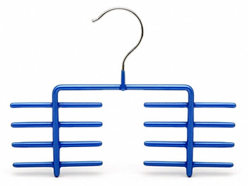 Blue Metal PVC Tie Hanger with Small Bars
