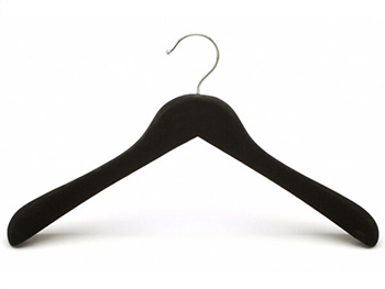 Broad shoulder black velvet coat hanger