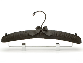 Bottom clips satin padded trouser hanger with two buttons