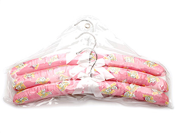 padded satin soft clothes hangers with cartoon