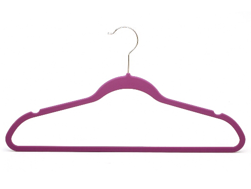 purple rubber coated slim plastic space saving hanger