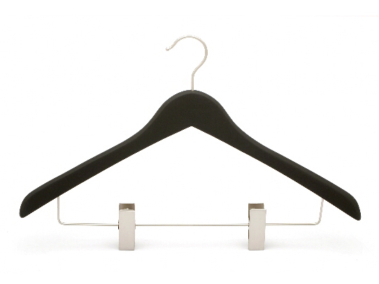  black coating surface clothes rubber hanger with clips