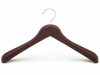PU covered wooden PU leather coat hanger