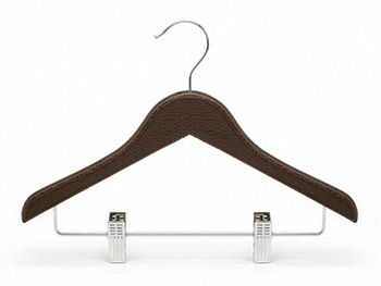 Leather Kids Hanger with Clips