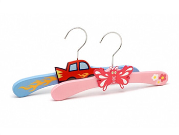 lovely car painting wooden short hangers for children