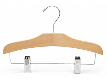 wood coat baby hanger with pant clips