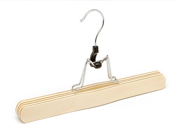 Laminated skirts hanger with clamp