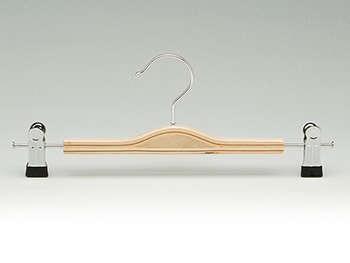 Wooden Laminated trouser hanger with chrome clips