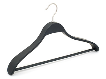 deluxe black plywood clothes hanger with round bar