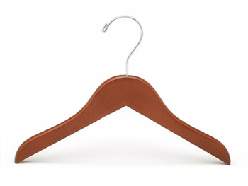 Cherry color short wooden baby clothes hanger