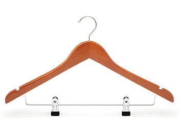 Cherry Color Wooden Hanger with PVC End Clips