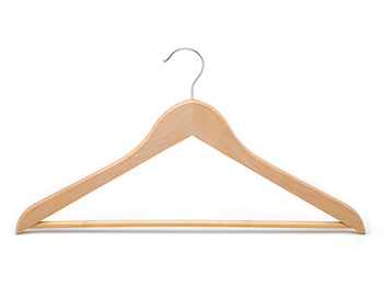Natural Wooden Hangers with Trouser Bar