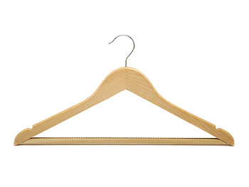 Flat Body Wooden Suit Hanger with Pants Grips Bar