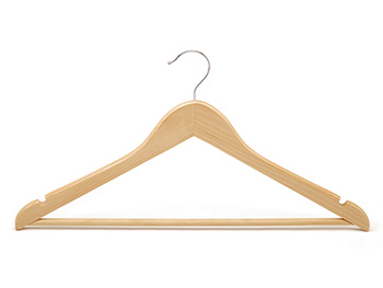 Curved Body Popular Wood Clothes Hanger with Bar