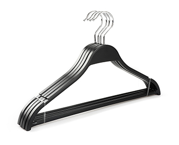 Multifunctional Non-Slip Round Bar Black Matte Scratchproof Plastic Clothes Suit Hangers For Clothes 