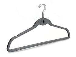 Lightweight Slim Space Save Seamless Grey ABS Plastic Clothes Hangers with Cascading Hooks