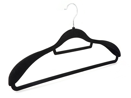 Non-Slip Extra Wide Black Velvet Coat Hanger with Pant Bar