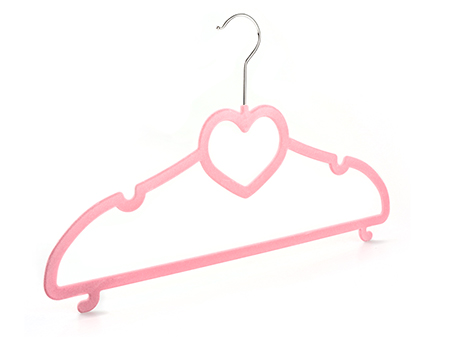 Standard Clothing Adult Heart-Shape Pink Flocked Clothes Hanger with Accessory 