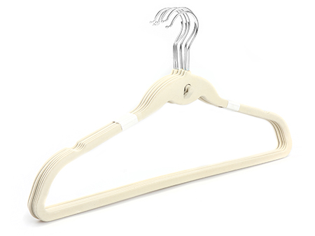 5-Pack Heavy duty Non Slip Cascading Ivory Velvet Hangers with Cascading Hooks