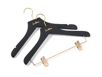 Luxury custom brand display gold hook black beech wood hanger