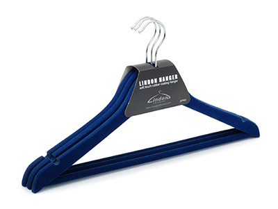High Quality Blue Color Flocked Velvet Hanger for Clothes 