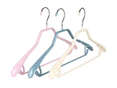Space Saving Thick Rubber PVC Coated Metal Cloth Hanger with PVC Bar 