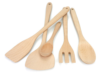 Eco-friendly Beech Wood Kitchen Utensils Soup Spoon Spatula Set for Cooking 