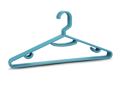 Thick Tubular Adult Flat Blue Colored Plastic Clothes Hanger