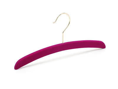 Fashion Custom Velvet Coat Hanger Anti-Slip Moon Shape Hanger with Gold Hook 