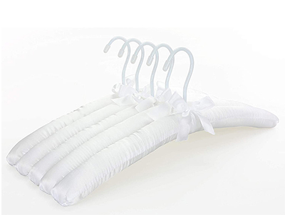 Luxury Padded White Satin Wedding Dress Hangers for Cloths
