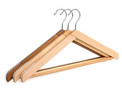 Newly wooden cloths suit triangle hanger with anti slip strips 