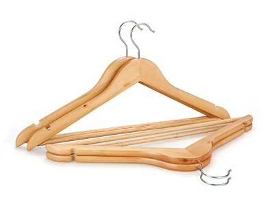 Grade B Natural Color Non Slip Notches Shoulder Wooden Clothes Suit Hangers