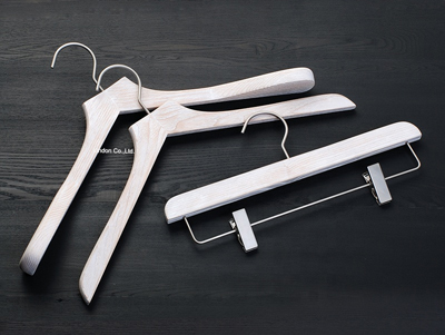 Washed White Custom Made Coat Suit Hangers with Brushed Process