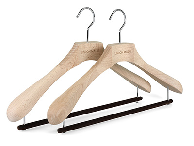 Custom Premium Unfinished Heavy Duty Wooden Hangers with Non Slip Velvet Bar