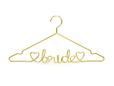 Custom Personalized Gold Metal Wedding Bridal Hanger
