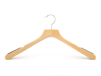 Flat Head Wooden Top Hanger With Anti-Slip Shoulder