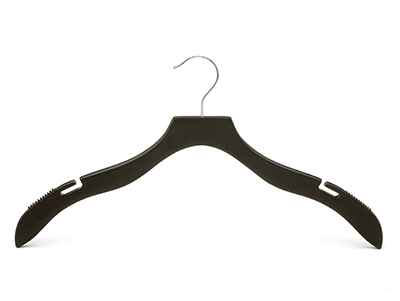 Flat Wave Black Wooden Top Hanger with 7 Notch