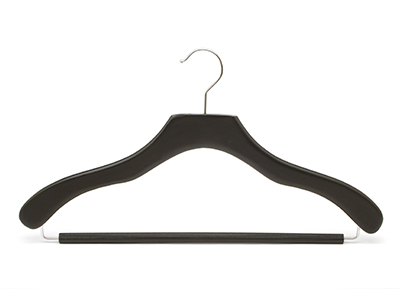 Special Shape Black Wooden Suit Hanger with Trouser Bar