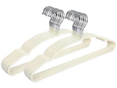 Metal & Plastic Coating Ivory Non-Slip Laundry Hanger