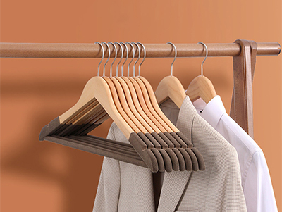 Solid Wood Non Slip Velvet Shoulder Clothes Coat Wooden Hangers