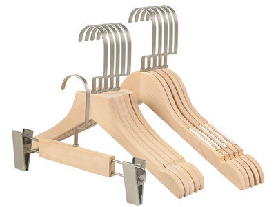 Clothing Store Custom Logo Wood Suit Hangers with Nickel Hooks & Clips